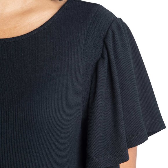 NWT Ecothreads Women's Flutter Sleeve Ribbed Sundress Black Size XS $60 8D048 - Picture 5 of 5